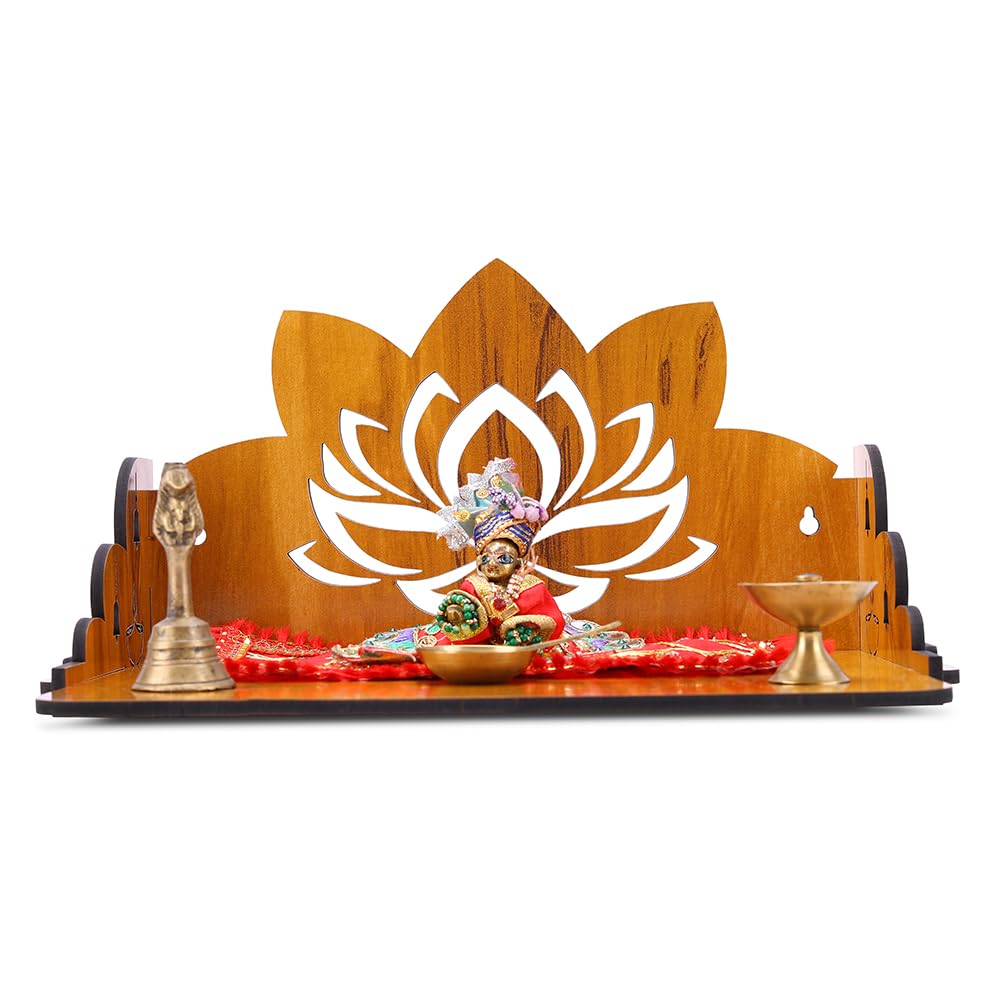 Sehaz Artworks Pooja Mandir for Home | Wooden Temple Wall Mounted | Puja Stand | Puja Mandir for Home Small Size | Devghar | Pooja Stand 2