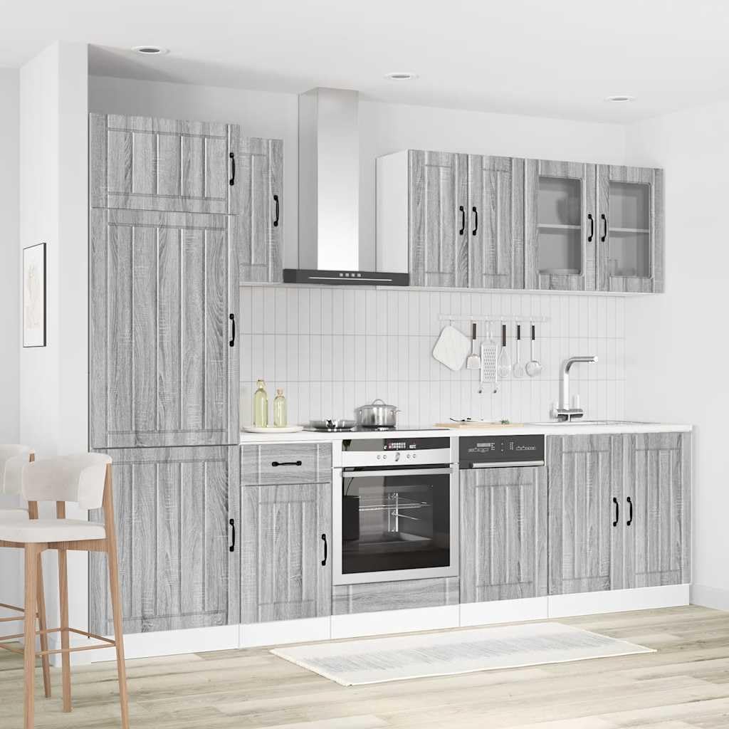 Set Mobili Cucina 8 Pezzi Kalmar Grigio Sonoma in Legno Multistrato