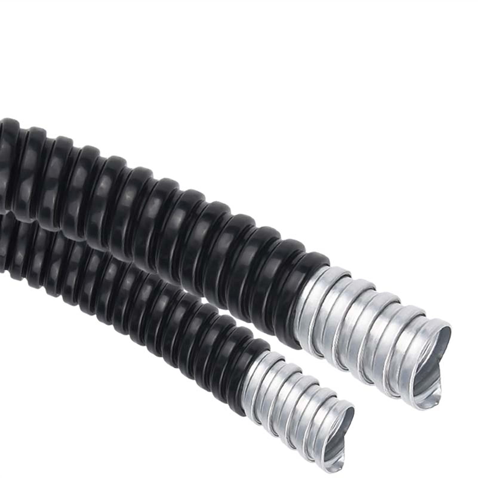 Tubo Flessibile in Metrivestito in Plastica, Impermeabile, Filettato, Corrugato, Guaina Protettiva per Cavi, Lunghezza 5 M/Black/Id 51Mm * 5M