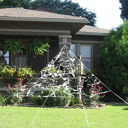 PBPBOX Halloween Giant Spider Web Set for Outdoor Halloween Yard Decorations, 23X19FT