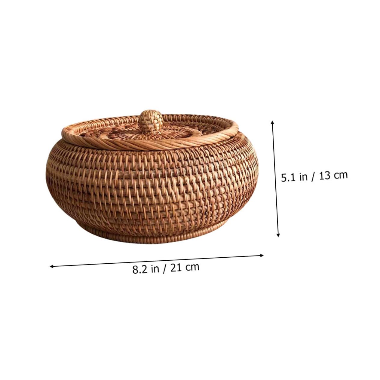 CIYODO Box Living Room Fruit Storage Basket Lidded Basket Fruit Tray Woven Storage Basket with Lid Pantry Storage Baskets Household Serving Tray Candy Basket Bandejas Para Comida Rattan