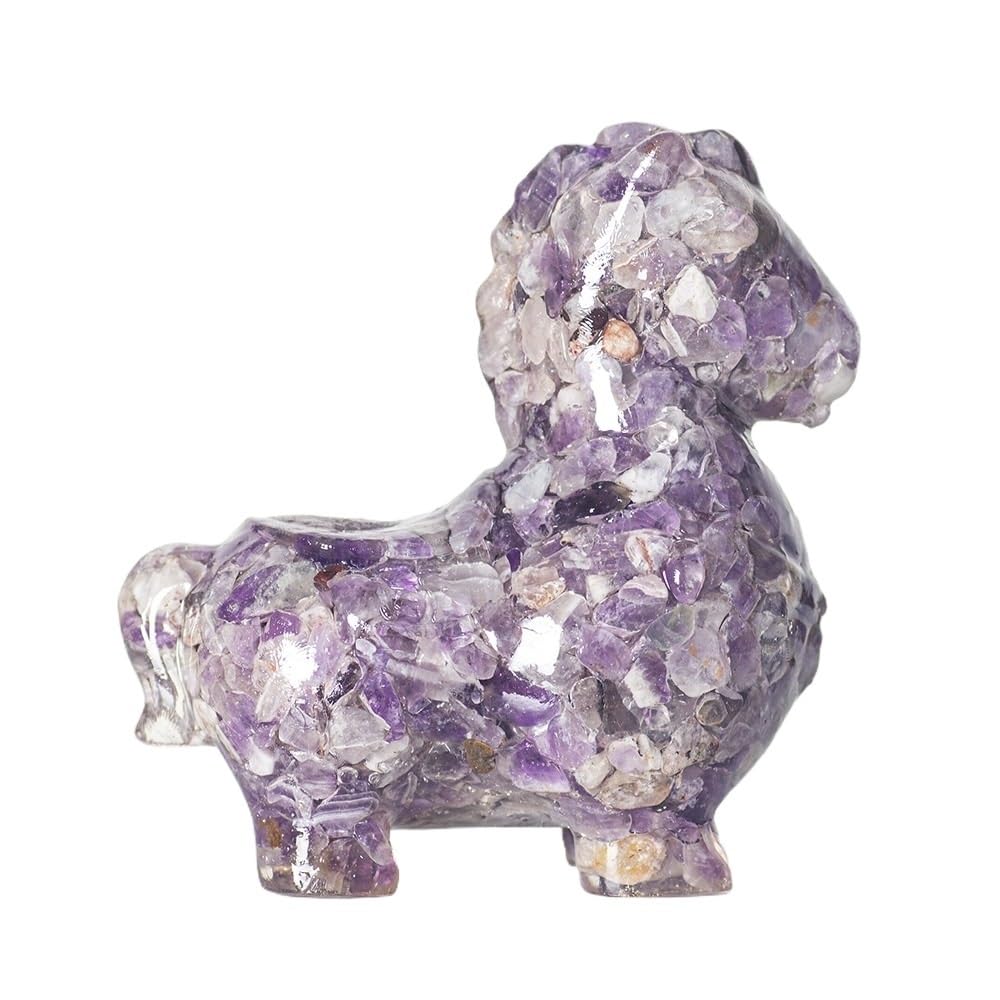 HUFFA Elegant Desktop Ceramic Horse Figurine Ornament - Natural Crystal & Resin Decorative Piece