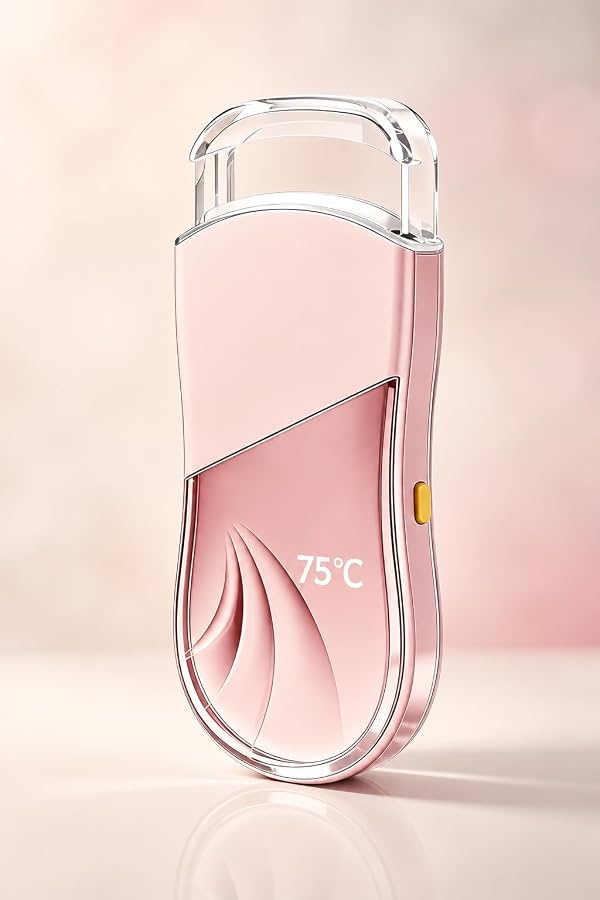 Rizador de pestañas térmico - 3 ajustes de temperatura, rizador eléctrico con silicona termosensible, calentamiento rápido en 5s, rizado de larga duración de 24H, recargable por Type-C, diseño mini, regalo para mujeres, Rosa A