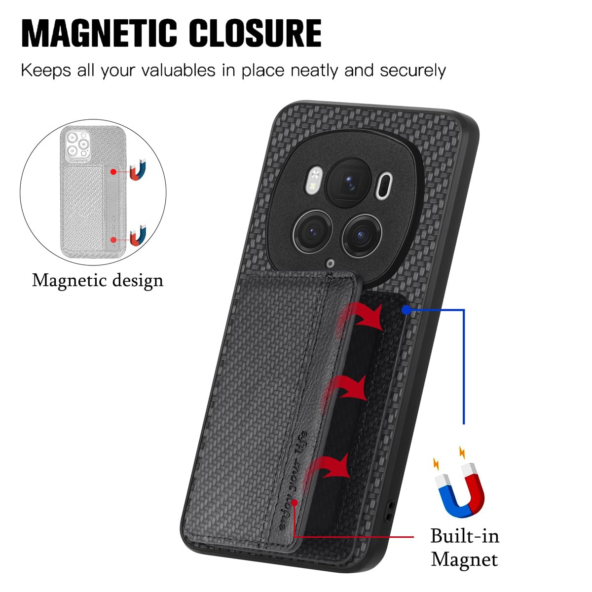 MOJIA Hülle Für Honor Magic 6 Pro – Dünn, Mit Kartenhalter & Haltering (Lila)