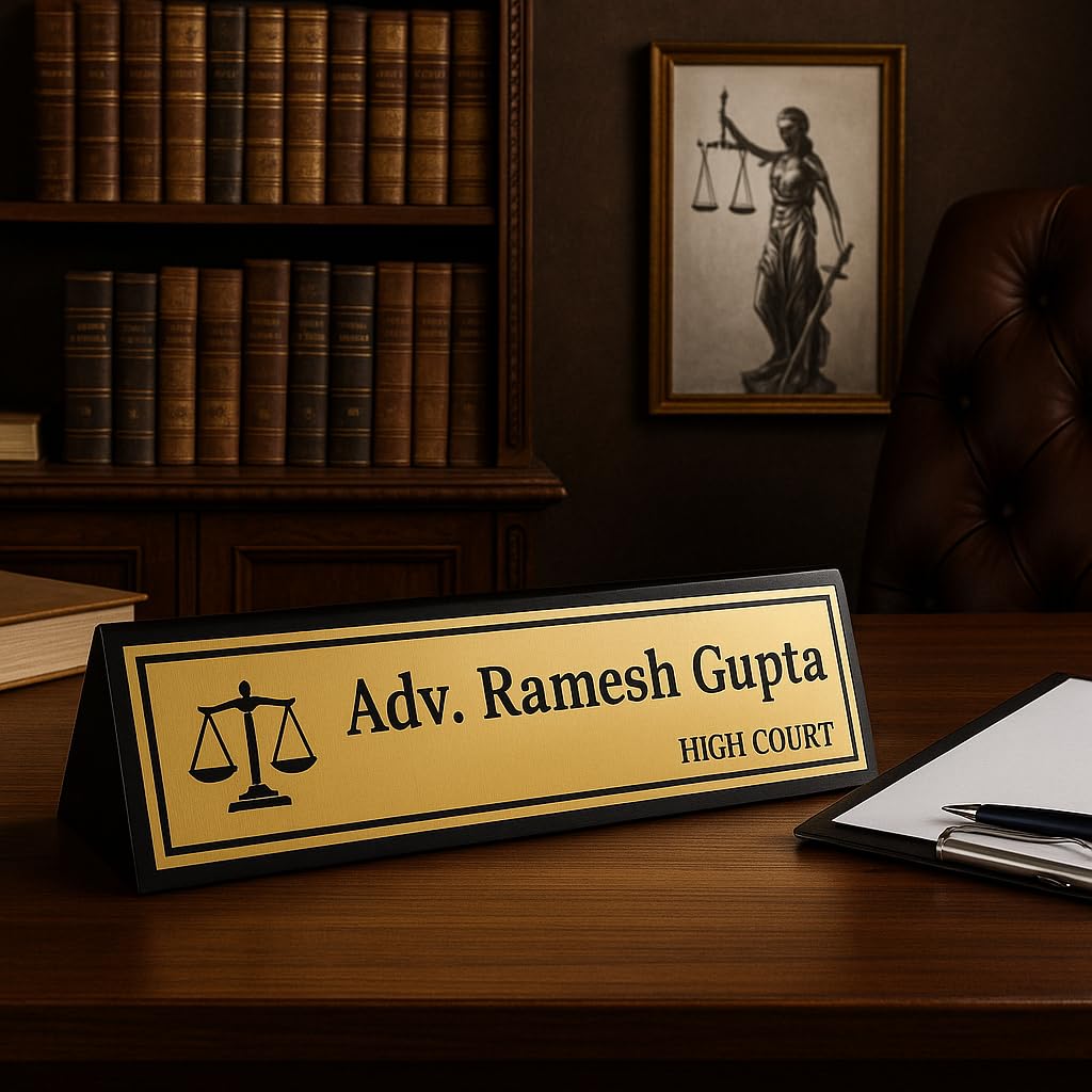 Personalized Acrylic Desk Name Plate - Custom Office Name Signage, Elegant Gift for Doctors, Advocates & Professionals (10x2.5 inches, Clear & Durable) (Brushed Gold) — Amazon image 5