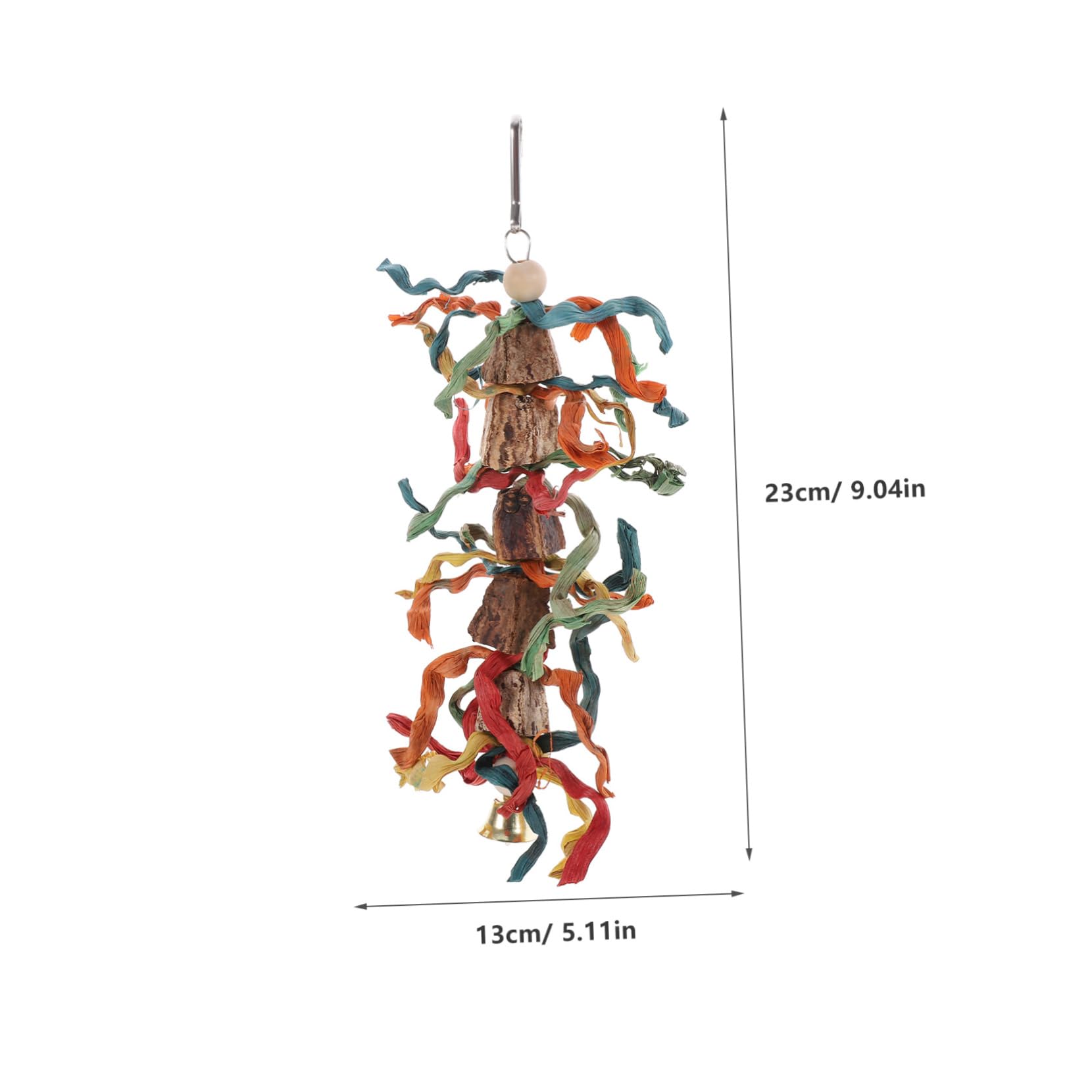 HOLIDYOYO 1Set Macaw Chewing Pendant Wooden Hanging Block with Rattan Balls for Bird Cage Bird Chewing for Parakeets Cockatiels and Lovebirds