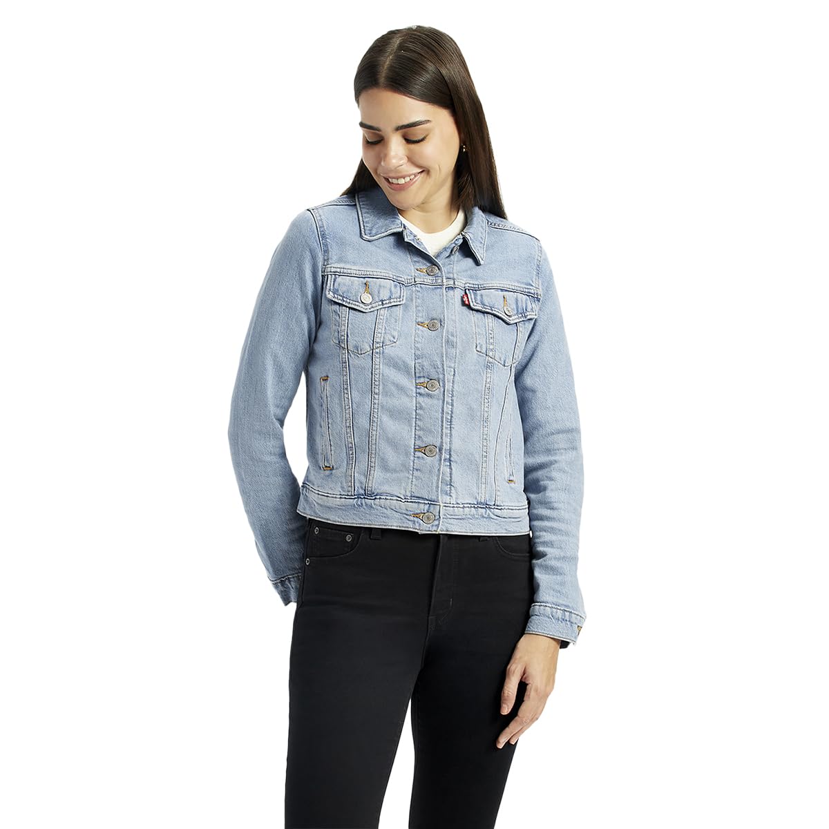 levi's Women's Solid Light-Blue Trucker Jacket-picture-10