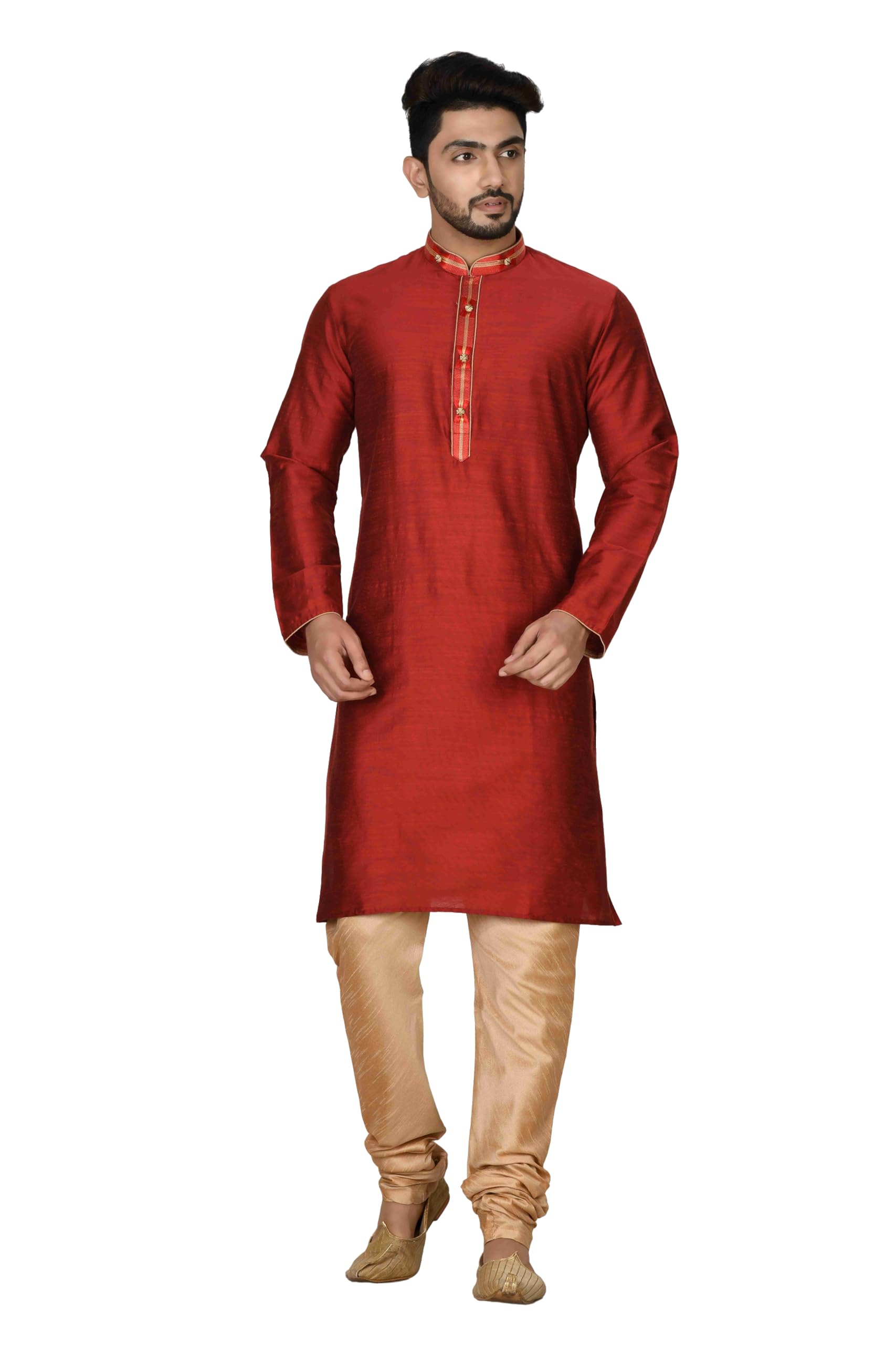 ranak Mulbary Cotton Silk Kurta Pajama for Men | Resham Embroidery | Stylish Traditional Attire (VLSMKP425)-picture-8