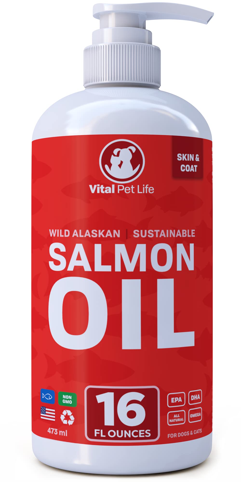 Buy Salmon Oil for Dogs & Cats y Skin & Coat, Fish Oil, Omega 3 EPA