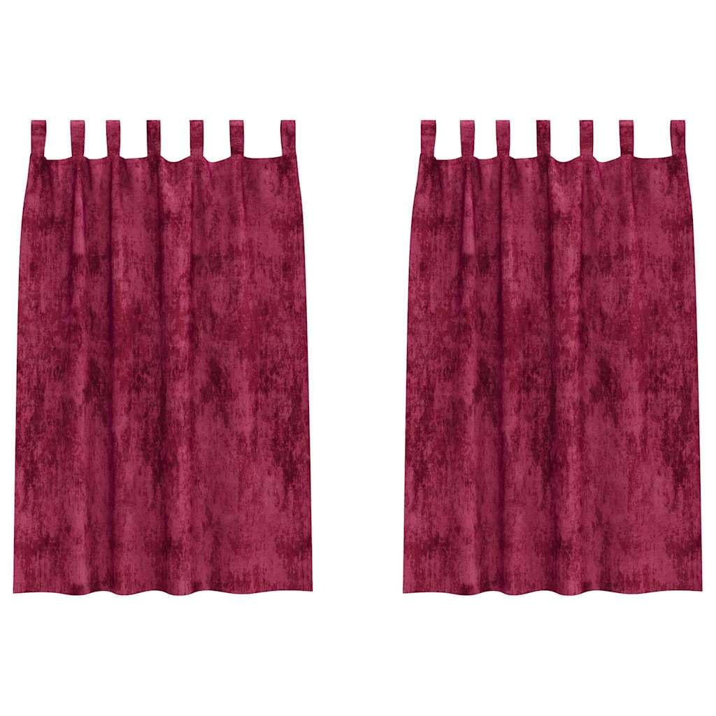 Aksamitne zasłony 2 szt. czerwone wino 175 x 140 cm | Aksamitne, blokujące światło, izolacja termiczna, obsługa ręczna, salon