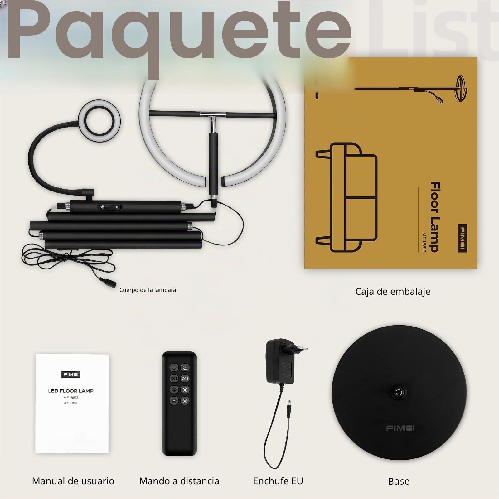 FIMEI Lámpara de Pie 29w, con Control Remoto y Táctil, 3000K-6000K Temperatura de Color & Atenuación Continuas, Moderna Lámpara de Lectura para Sala de Estar, Dormitorio, Oficina