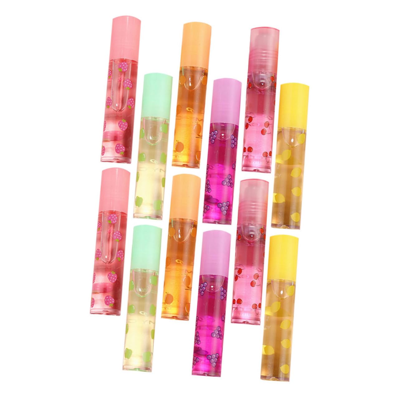 Gatuida 12 Piezas de Brillo Labial Transparente Diseño de Fruta, Hidratante y Portátil, para Mujeres y Niñas en Invierno