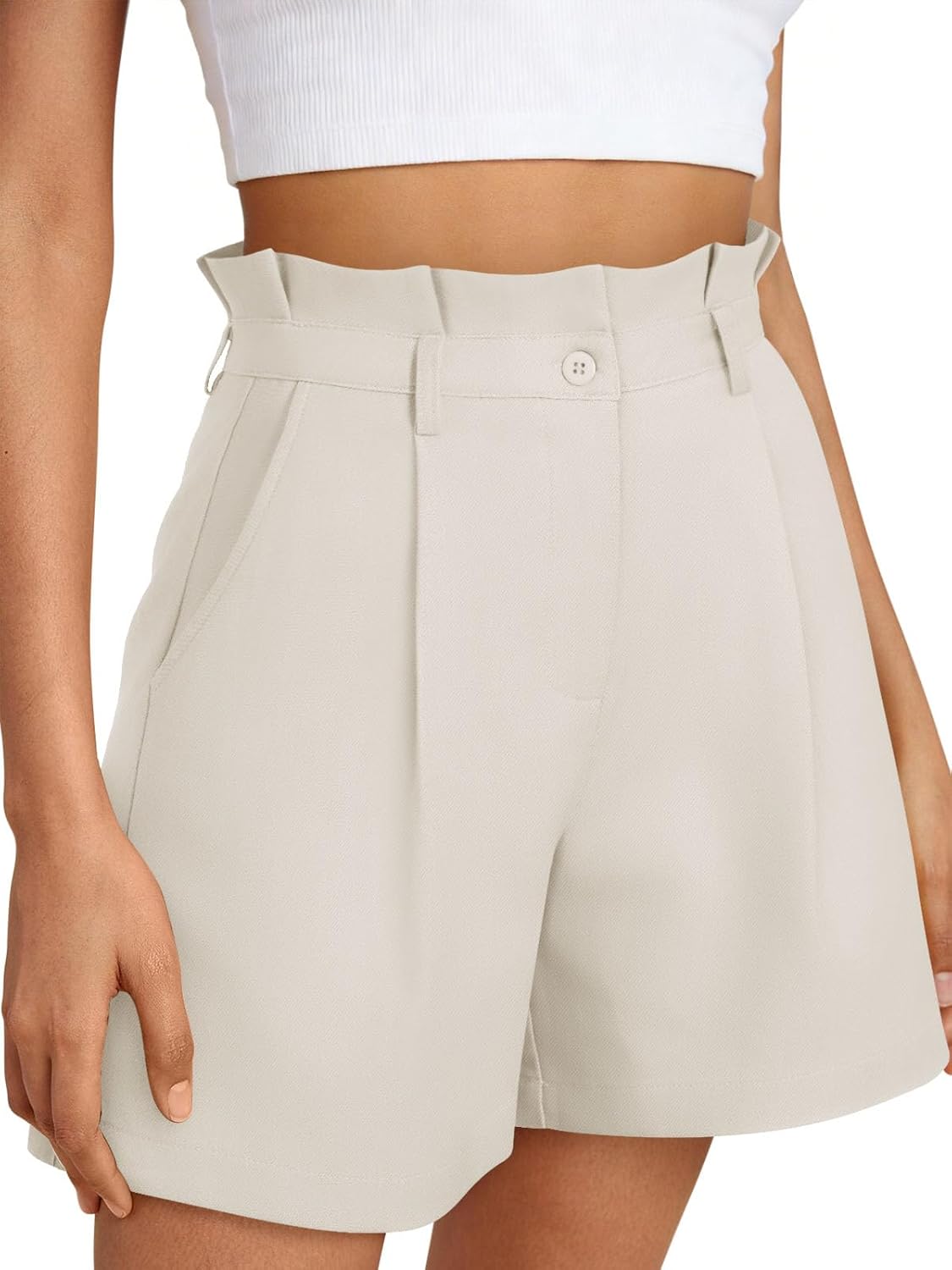 NIMIN Dressy Shorts for Women High Waisted Work Shorts 2026 Summer Wide Leg Business Casual Pleated Shorts with Pockets - Image 5