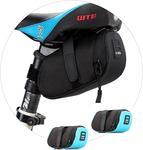 Miniatura 9 de Paquete de 2 Bolsas para Asiento de Bicicleta, Bolsa de Ciclismo, Bolsa de Sillín de Bicicleta, Bolsa de Sillín con Correa para Bicicleta con Tamaño