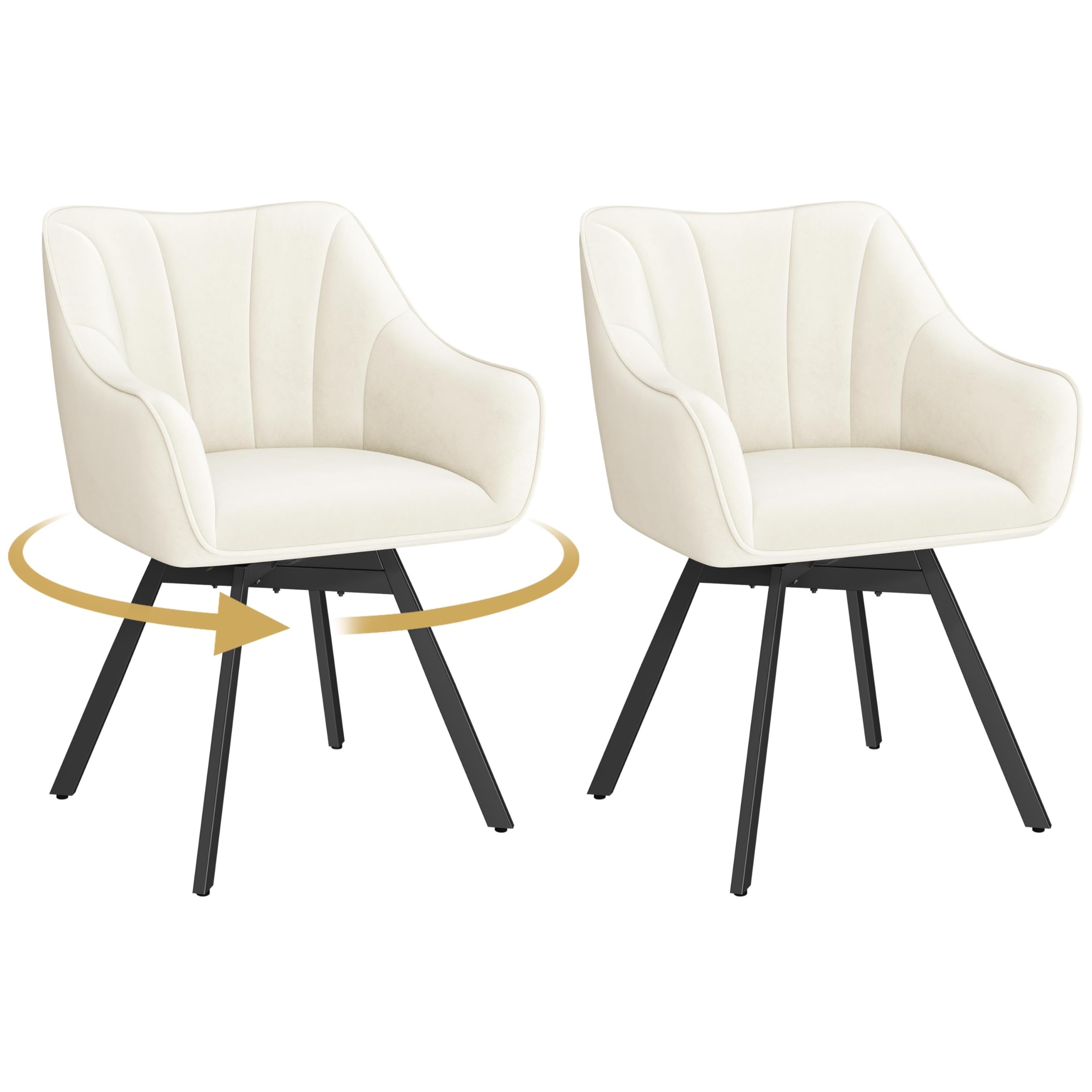 Yaheetech Swivel Dining Chair with Armrests and Backrest, Modern Velvet Side with Metal Legs and Rotating Seat,Kitchen Chair for Dining Room,Living Room,Bedroom,Office,Gray — view 8