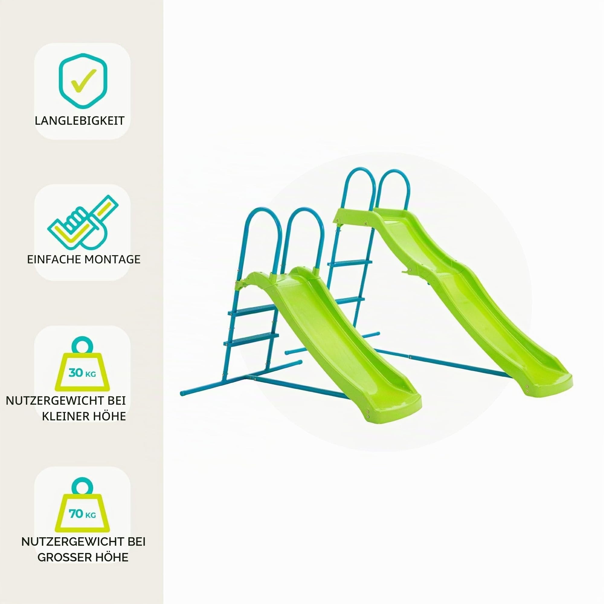 TP Toys Wachsende Rutsche – erweiterbar 1,2 m bis 1,8 m, Kinderalt 18 Monate bis 10 Jahre, langlebiger Kunststoff- und Metalldesign, einfache Montage