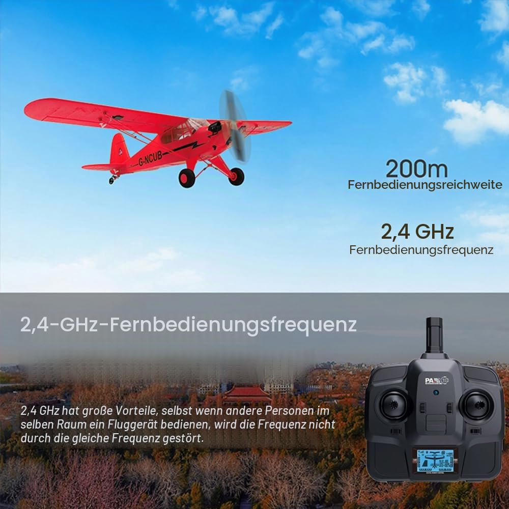 J3 CUB RC Flugzeug 3D/6G 5CH Ferngesteuertes Flugzeug für Erwachsene 1406 Bürstenloser Motor Outdoor Starrflügel Stunt RC Segelflugzeug mit Austauschbaren Teilen