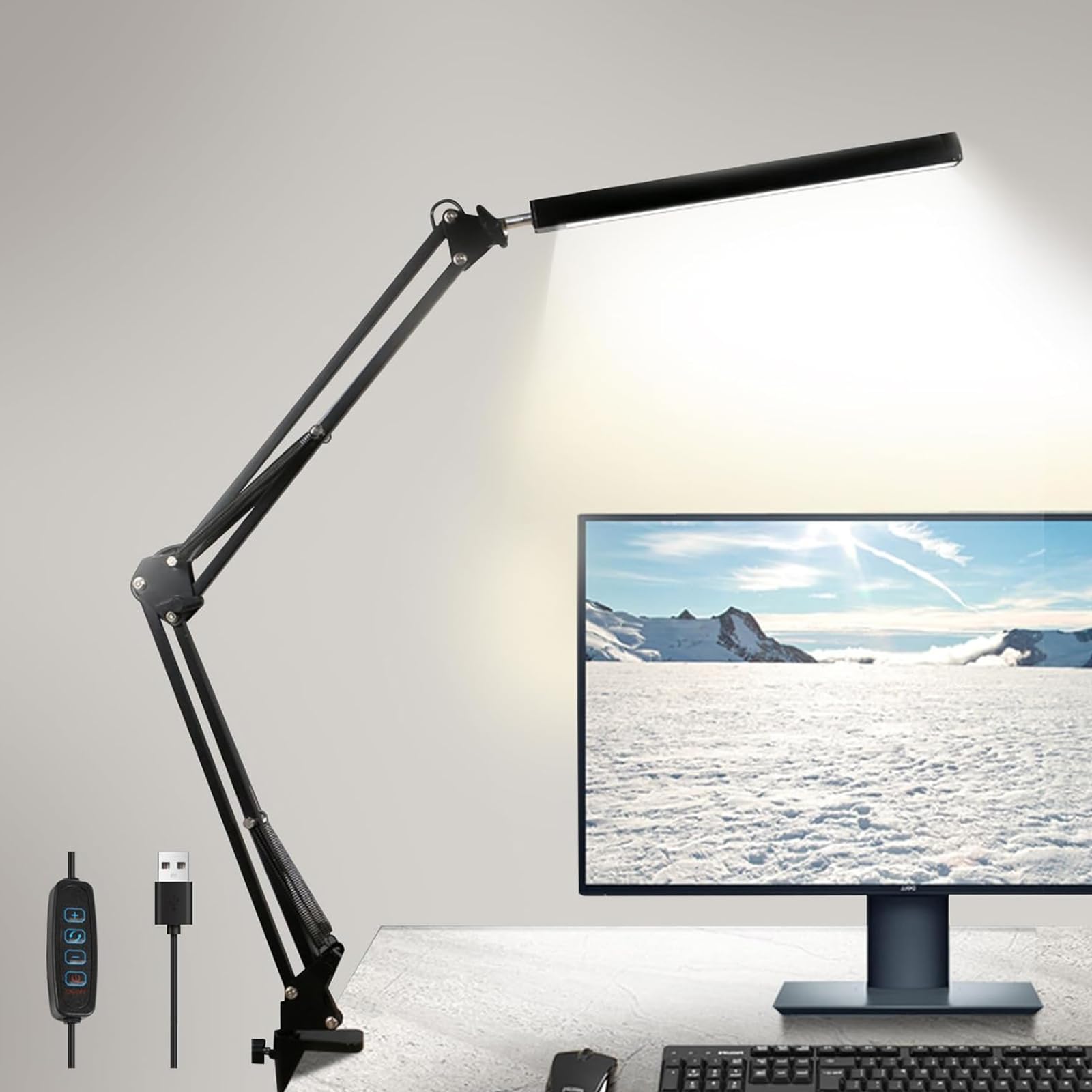 BEMMY Luminárias de Mesa, Luz de Mesa USB Ajustável para Cuidados com Os Olhos com