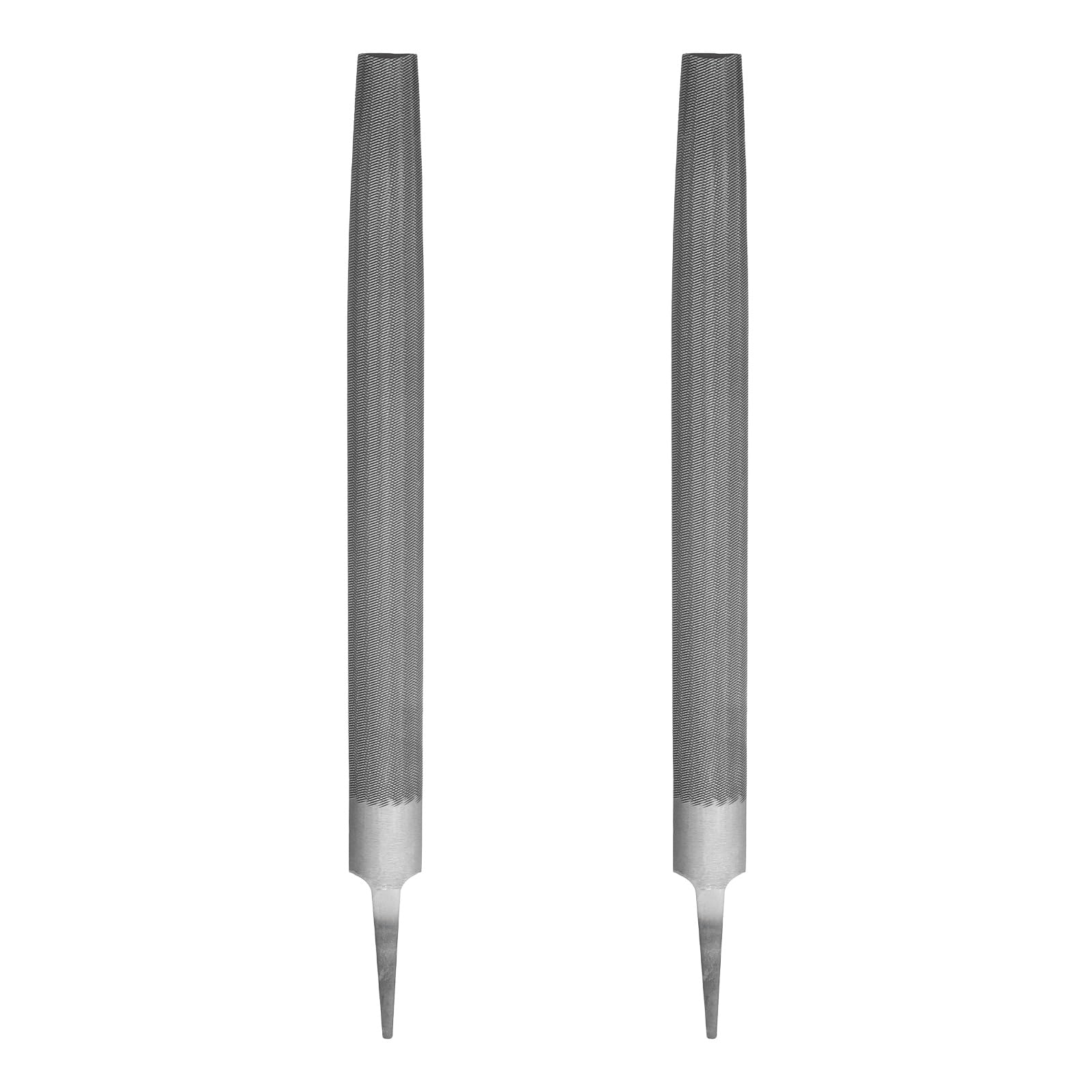 sourcing map 2pcs 14" Half Round Medium Cut File Double Cut Teeth Medium Metal File High Carbon Steel T12 Without Handle for Metal Wood Tool Sharpener, Gray