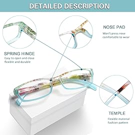Kerecsen Reading Glasses 5 Pairs Fashion Ladies Readers Spring Hinge with Pattern Print Eyeglasses for Women (Mix Color -8, 5.00)