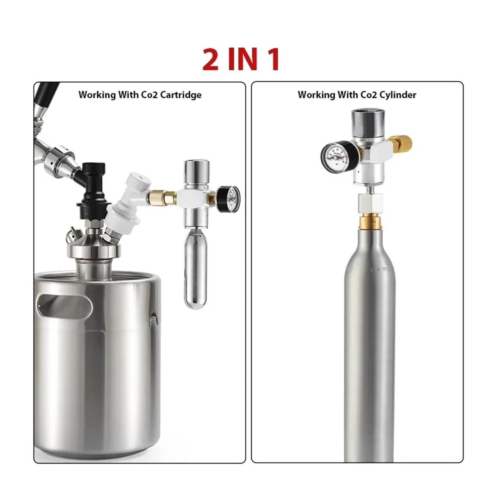 Cargador de Co2 for Barril de Cerveza, Mini regulador de Co2 de 0-60PSI, dispensador de Co2 portátil con desconexión rápida de Bloqueo de Bola for Barril de Cerveza de elaboración casera (Co