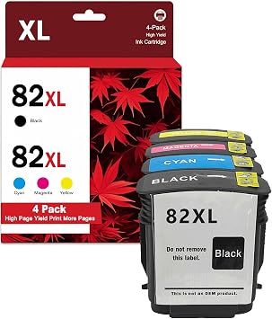 82XL Ink Cartridge Compatible for HP 82XL CH565A C4911A C4912A C4913A Ink Cartridges Work for HP Designjet 500 500PS Designjet 800 800PS Printers