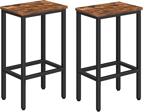 Taburetes de bar, juego de 2 sillas de bar, taburetes de cocina con reposapiés, taburetes de comedor de 25.8 pulgadas, sillas de bar industriales