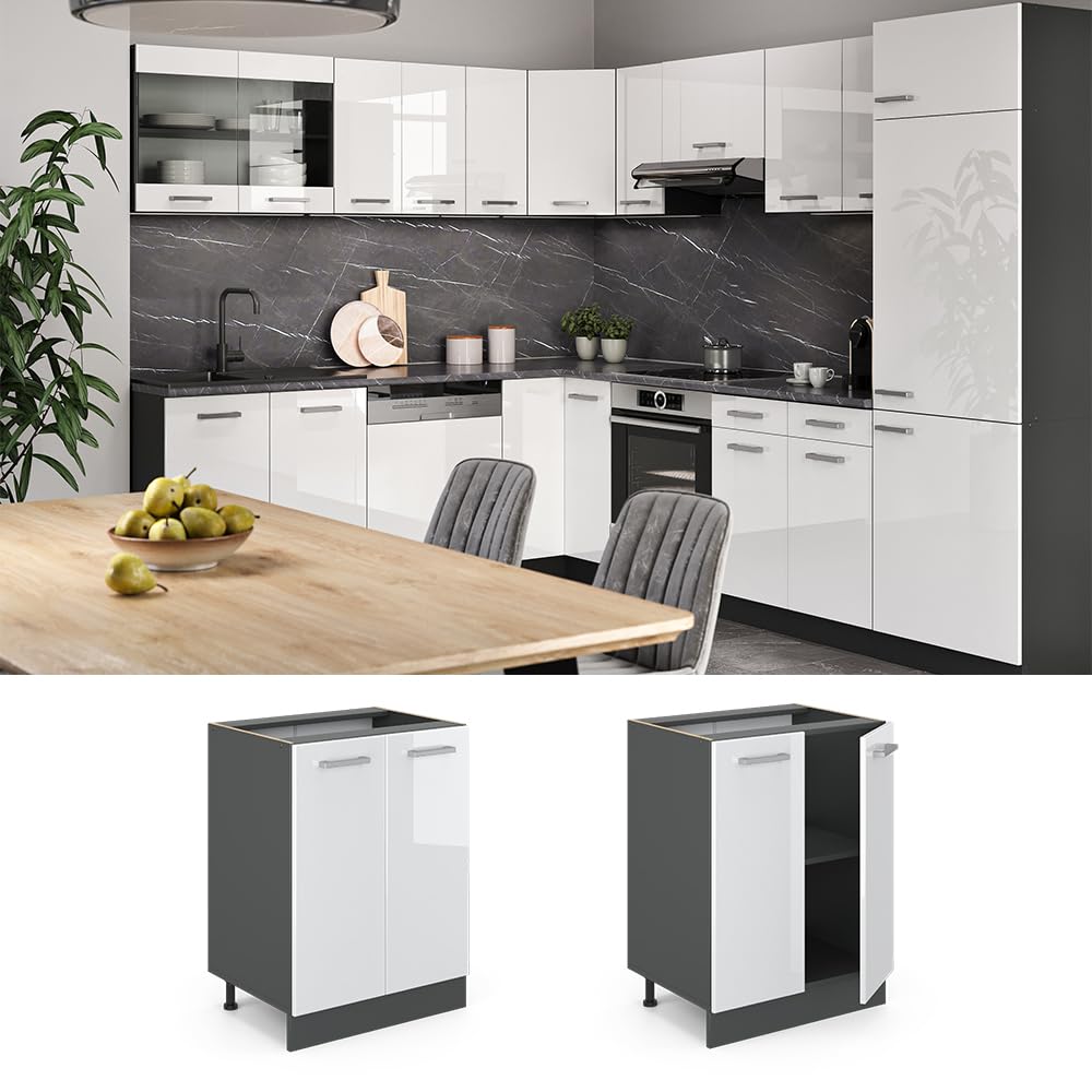 Vicco Mueble bajo de Cocina R-Line, Blanco Alto Brillo, 60 cm
