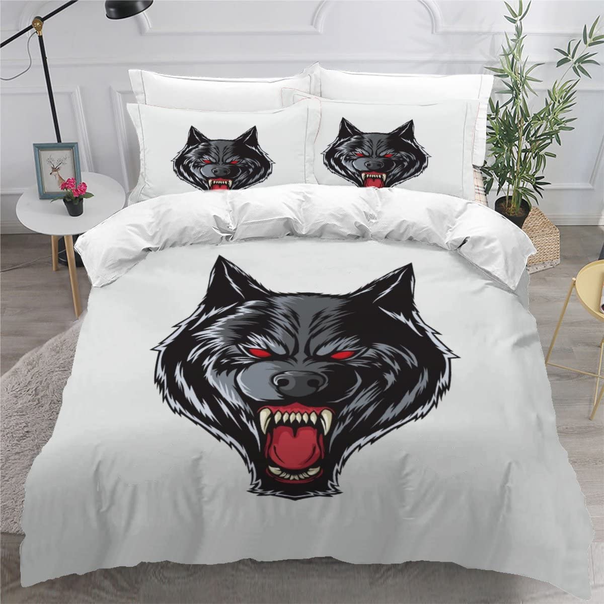 Housse de couette loup 200x200 pour une décoration de chambre adulte moderne