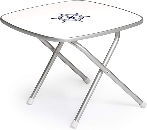 FORMA MARINE Mesa de barco plegable de 24 x 24 x 19.4 pulgadas de altura, muebles de cubierta de yate de aluminio marino M350