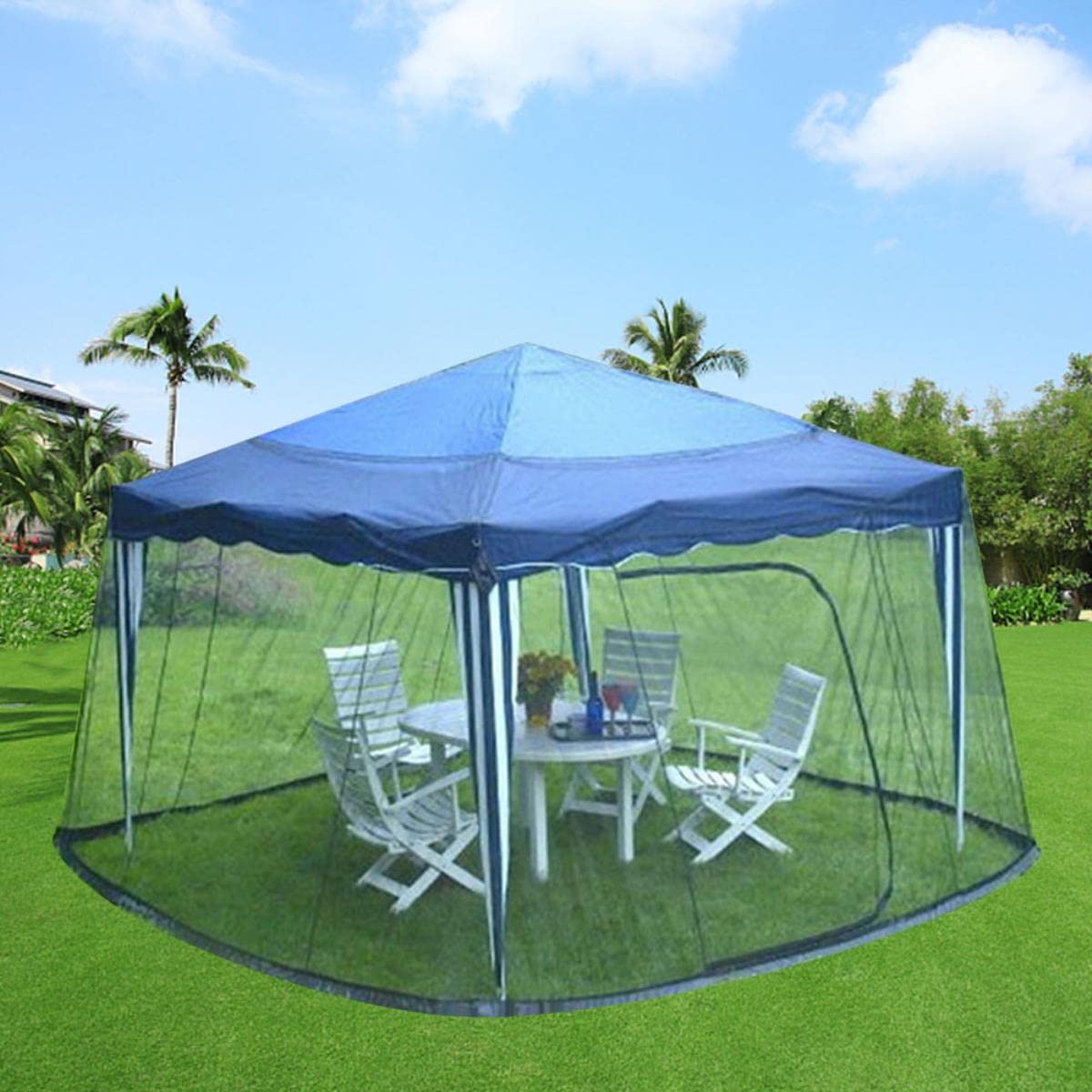 Ombrello Zanzariera Regolabile in Altezza Schermo Portatile Leggero Resistente Ai Raggi UV Stile Gazebo Zanzariera Campeggio All'aperto-300x300x230cm,Francia