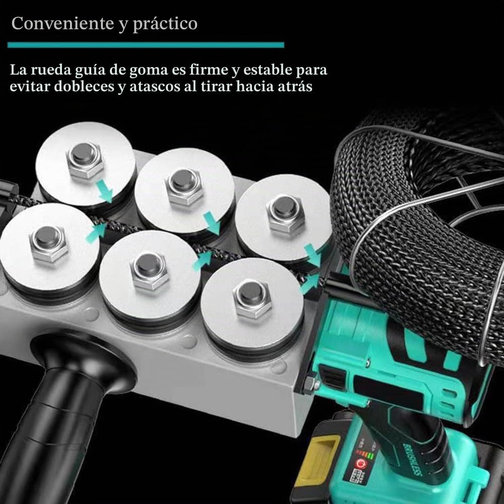 Dispositivo De Roscado De Tubos Ocultos para Cables De Electricista, Máquina De Roscado Completamente Automática, Herramienta para Tirar De Cables Velocidad De 40 M/min,5.0AH-2Battery