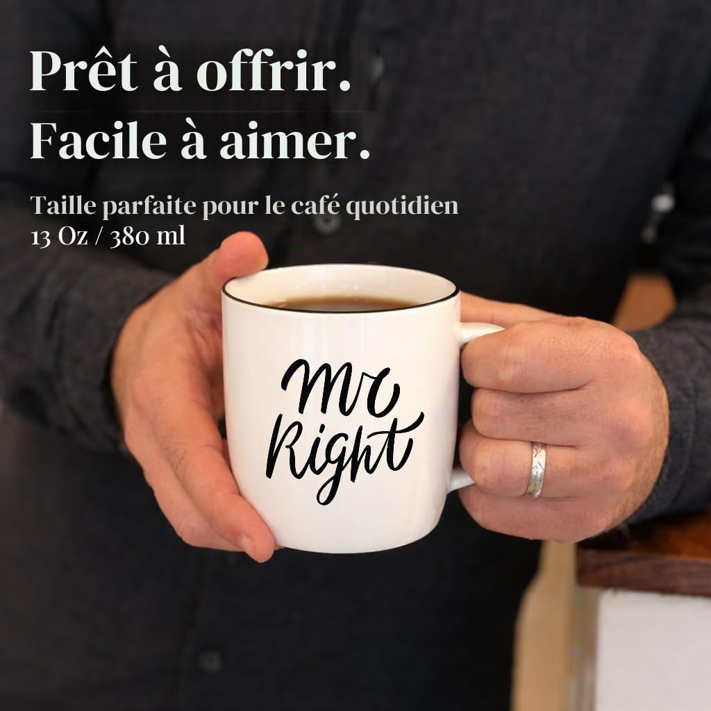 Gifffted Mr Right Mrs Always Right Mugs, Cadeau De Mariage Unique Pour le Couple,cadeaux Pour Fiançailles,anniversaire, Mariée et le Marié, Cadeaux de Noël, Ensemble À Café, Original Couples Tasses