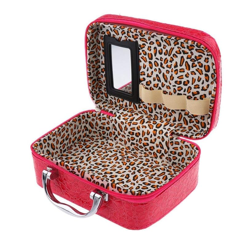 Makeup Bag for Women Cosmetic Storage Boxes, Portable Jewellery Organizer Toiletry Box with Compact Magnifying Mirror for Travel-image-33