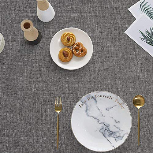 Faux Linen Tablecloth, Wrinkle Free Soft Table Cloth, Flax Linen Tablecloth for Kitchen Dining Room Party Decoration, Tablecloth Rectangle 56 x 120 inch, Grey - Thumbnail 3