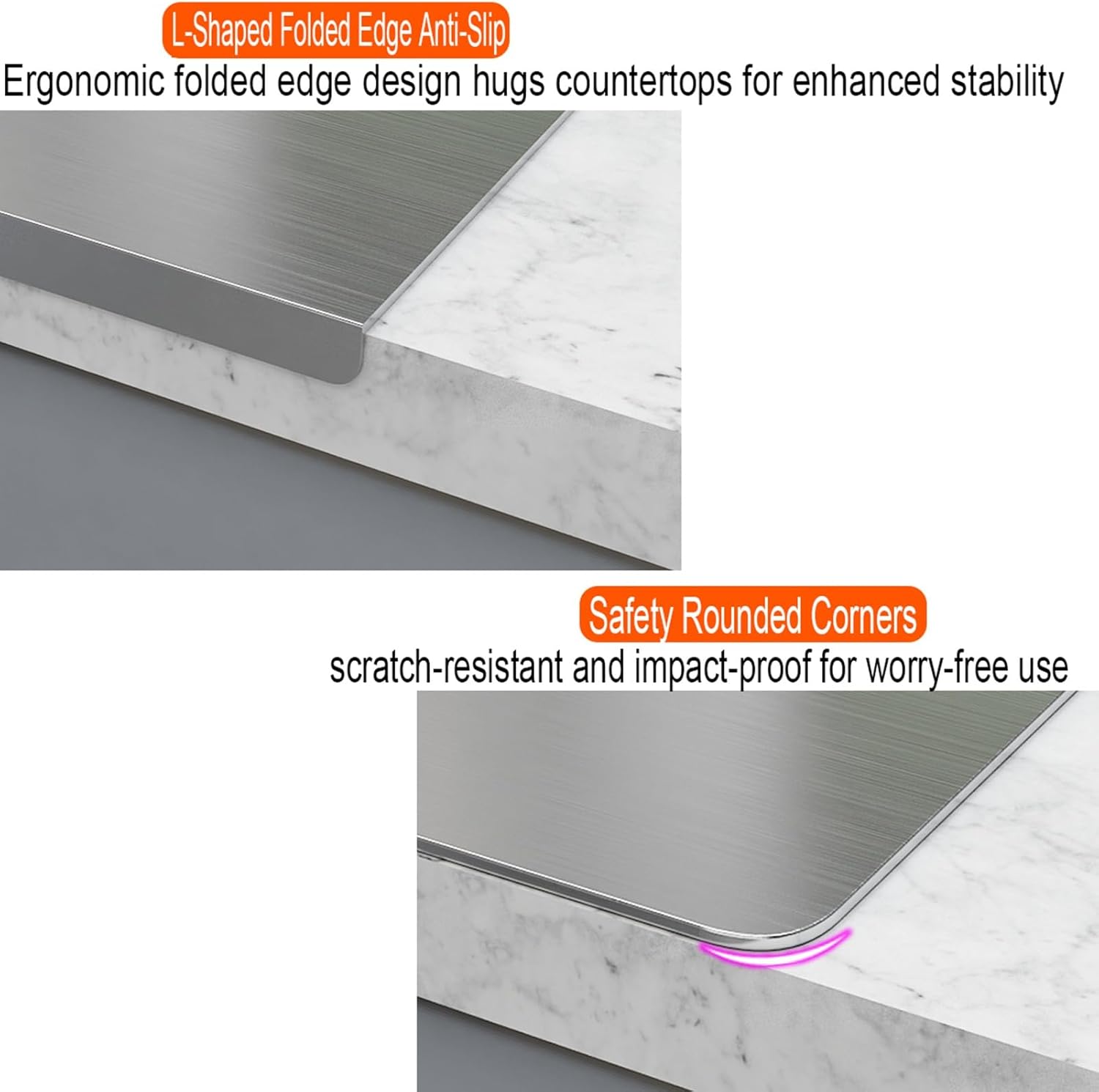 Non-Stick Stainless Steel Cutting Board - Ideal for Baking, Kneading, and Food Prep - Durable, Easy to Clean, Kitchen Essential for Home Chefs