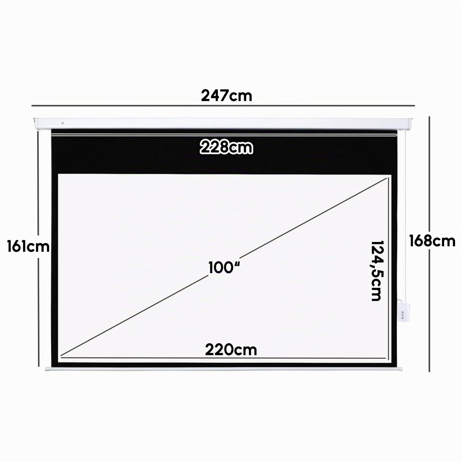 Fabulcozy Schermo di Proiezione Motorizzato, Avvolgibile e a Scomparsa da 100 Pollici Formati 16:9 Bianco per Proiettore 253x168cm