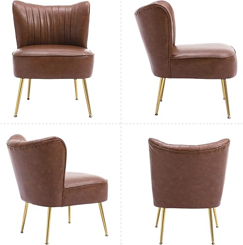 Miniatura 31 de Juego de 2 sillas decorativas de terciopelo, cómodas sillas de sala de estar, sin brazos, sofá individual lateral de mediados de siglo con patas