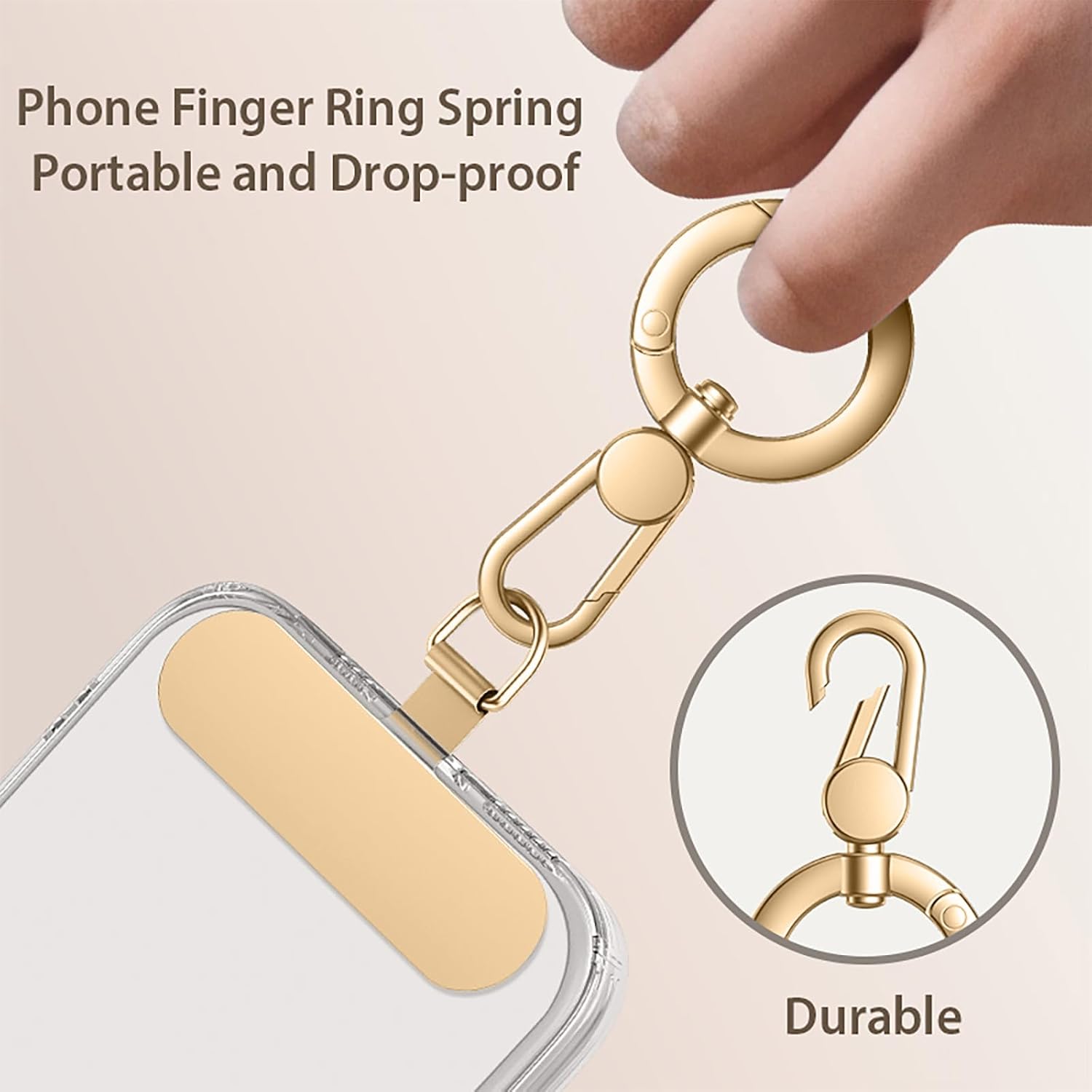 Phone Strap Crossbody Chain 360° Rotating Detachable Cell iPhone Lanyard with Stainless Steel Clip Tether Finger Ring Hook Durable Neck Cross Body Universal for Phones Women Anti-Drop Anti Theft Gold - Image 6
