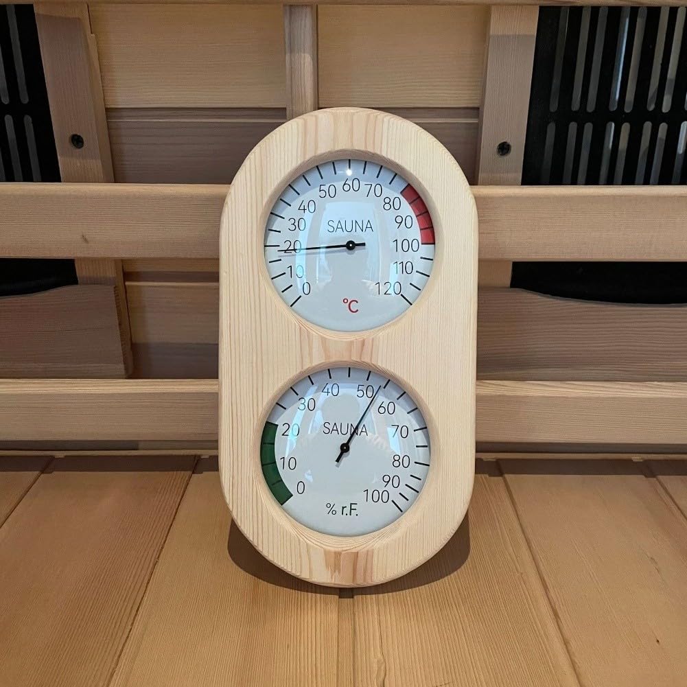 Termómetro e higrómetro de madera de la sauna con el diseño 2 en 1, medición de la temperatura y de la humedad de la amplia gama para la supervisión interior y exterior de la sauna