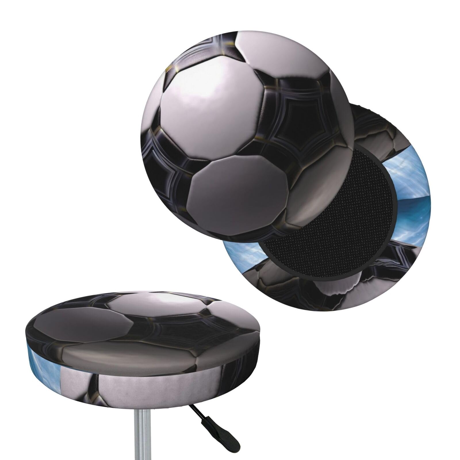 FekiLoot Soccer Ball Round Bar Stool Covers Stretch Washable Bar Stool Covers Dustproof Slipcover Bar Chair Covers with Elastic Band for Bar Kitchen Living Room Decor 14 Inch