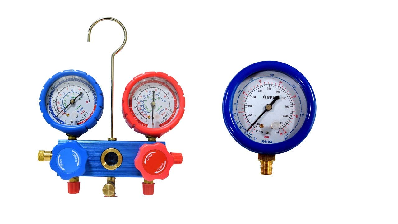i-Rex RX-3193+RX-4018A Combo of One Manifold For R410 with 5 Feet Charging Hose and One Low Pressure Gauge For R410