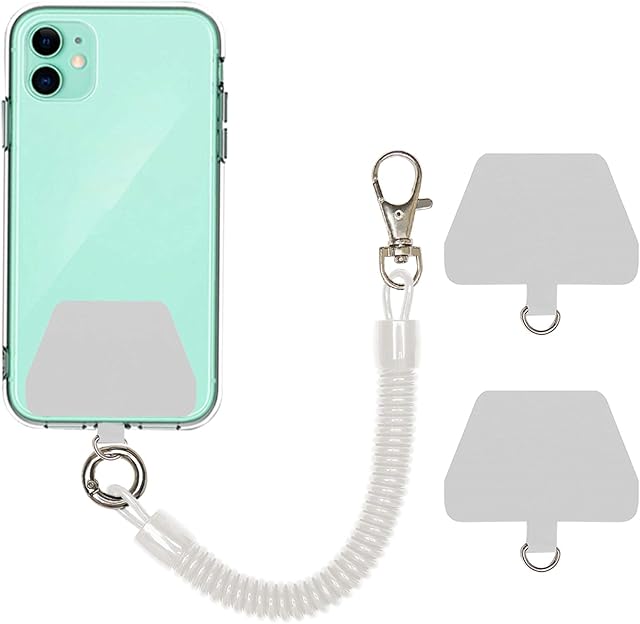 COCASES Phone Lanyard, Universal Theftproof Anti-Lost Elastic Tether Wrist Strap with Patch Compatible with Most Smartphones(Transparent)
