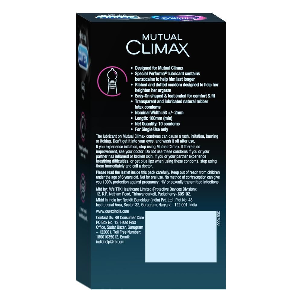 Durex Mutual Climax Condoms for Men | Dotted | - 10 Count (Pack of 3)