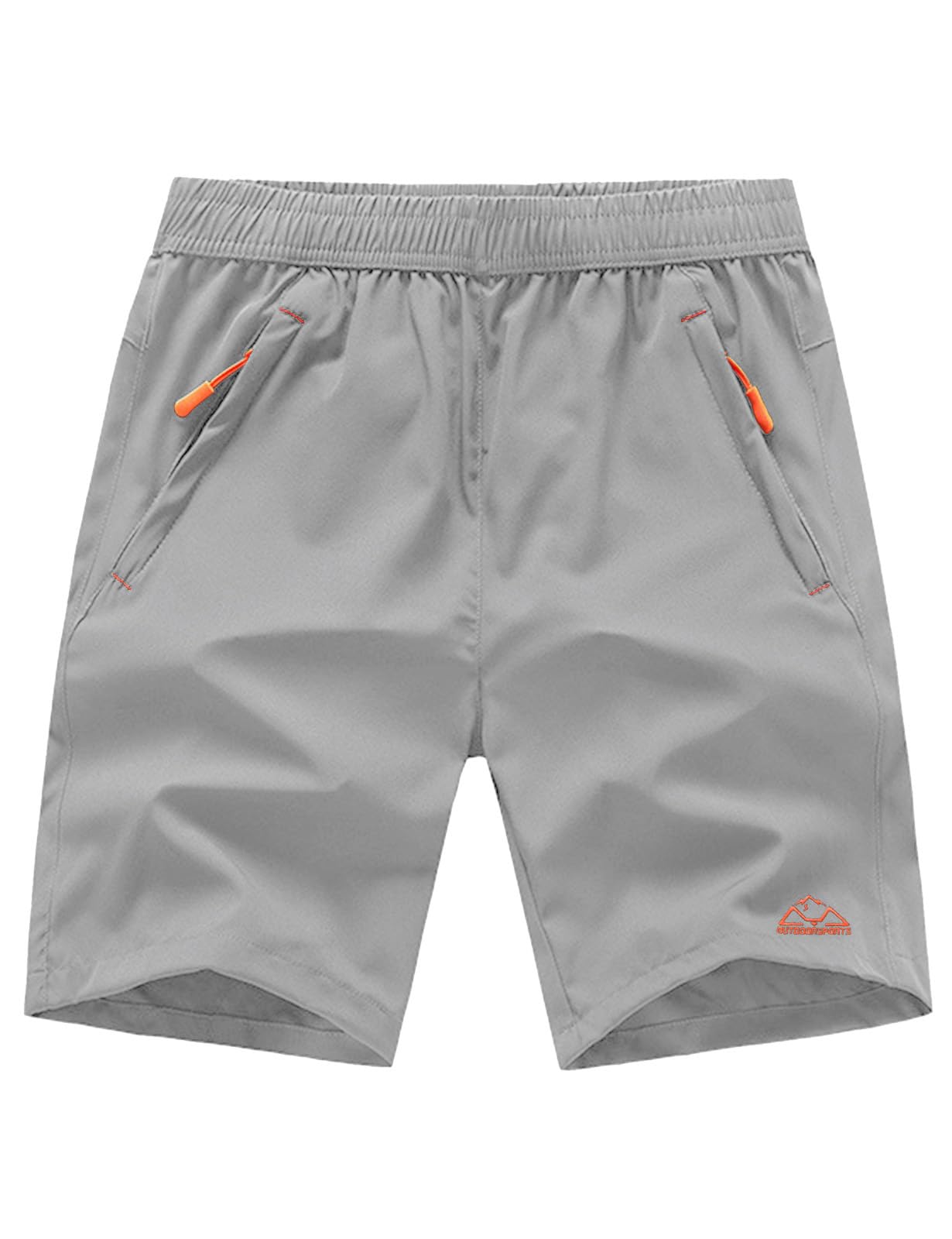 TBMPOY Męskie spodenki do biegania szybkoschnące lekkie spodenki na siłownię sportowe wędrówki outdoorowe aktywne szorty z kieszeniami na zamek błyskawiczny, 01-Jasnoszary, XL