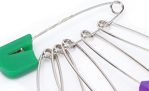 Miniatura 5 de Pasadores de pañales de seguridad para bebés, pasadores de seguridad de colores grandes, pasadores de seguridad de acero inoxidable con bloqueo de