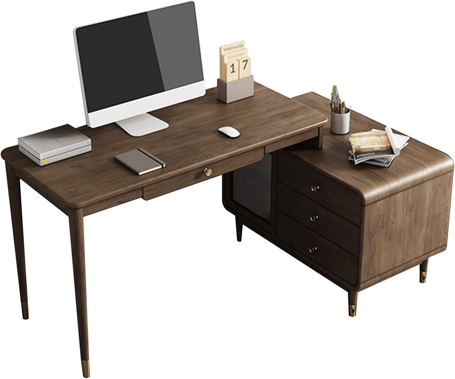 Writing Desk for Small Space, Wooden Office & Study