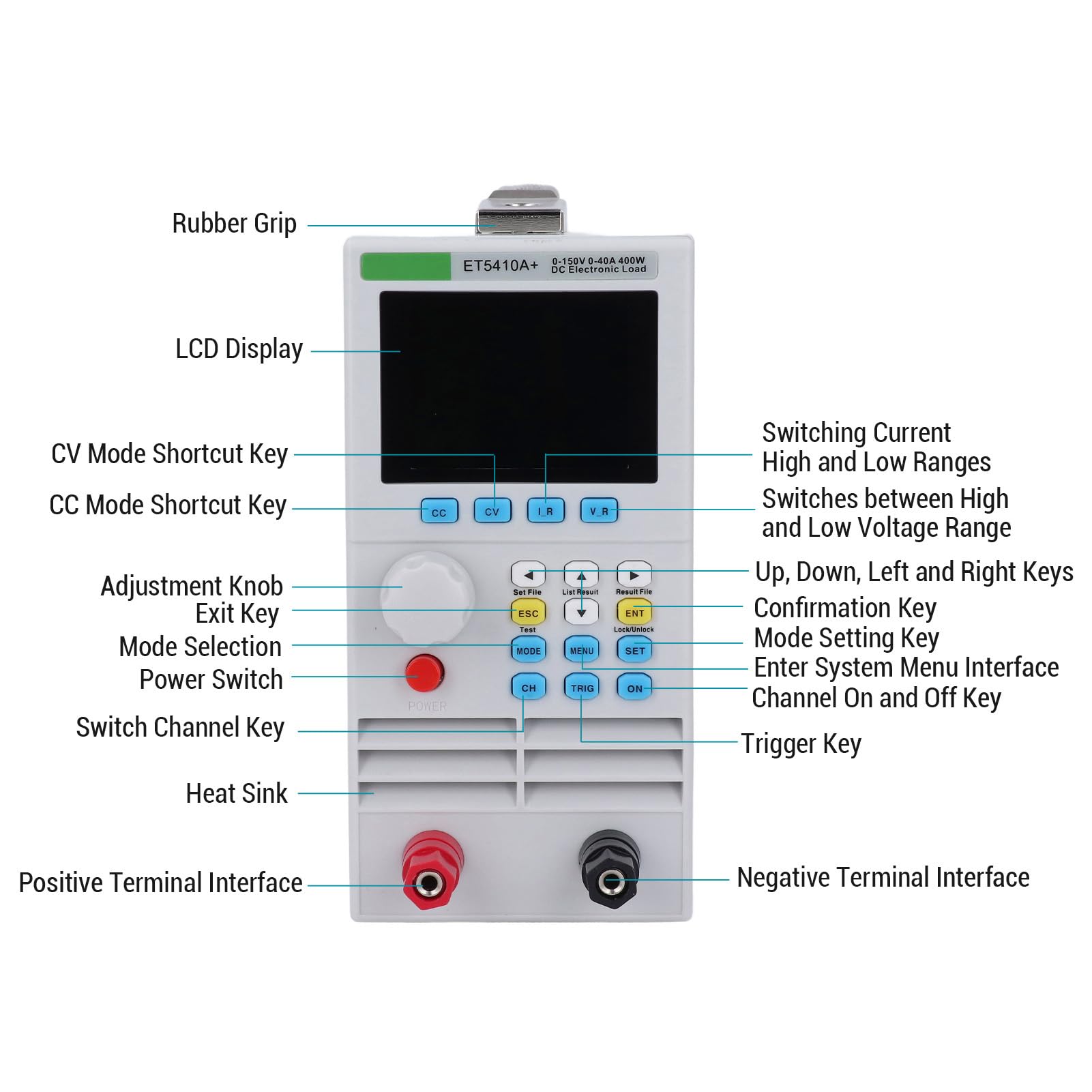 Alimentatore CC ET5410A+ Lega di Alluminio 400 W 0-150 V 0-40 A Alta Precisione Dotato di Porta di Ricarica USB 5 V 2 A per Progetti di Riparazione Elettronica in Laboratorio