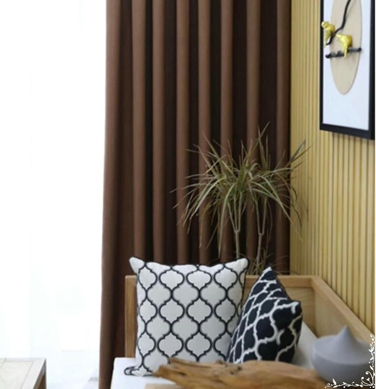 Daesar Blackout Curtains for Bedroom 63 Inch Length, Linen Eyelet Drapes Room Darkening Curtains Solid Dark Coffee Blackout Curtain for Window Treatment Living Room 54x63 Inch, 2 Panels