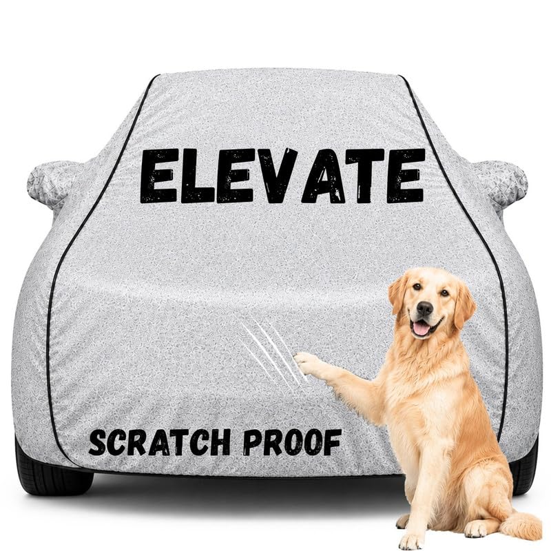 Image of Pure Fabric Silver 100% Waterproof Elevate Car Cover | Polyester Car Body Cover for Rain & Sun | UV Protection, Dustproof, Scratch Resistant, Windproof, Heat Resistant, Custom Fit